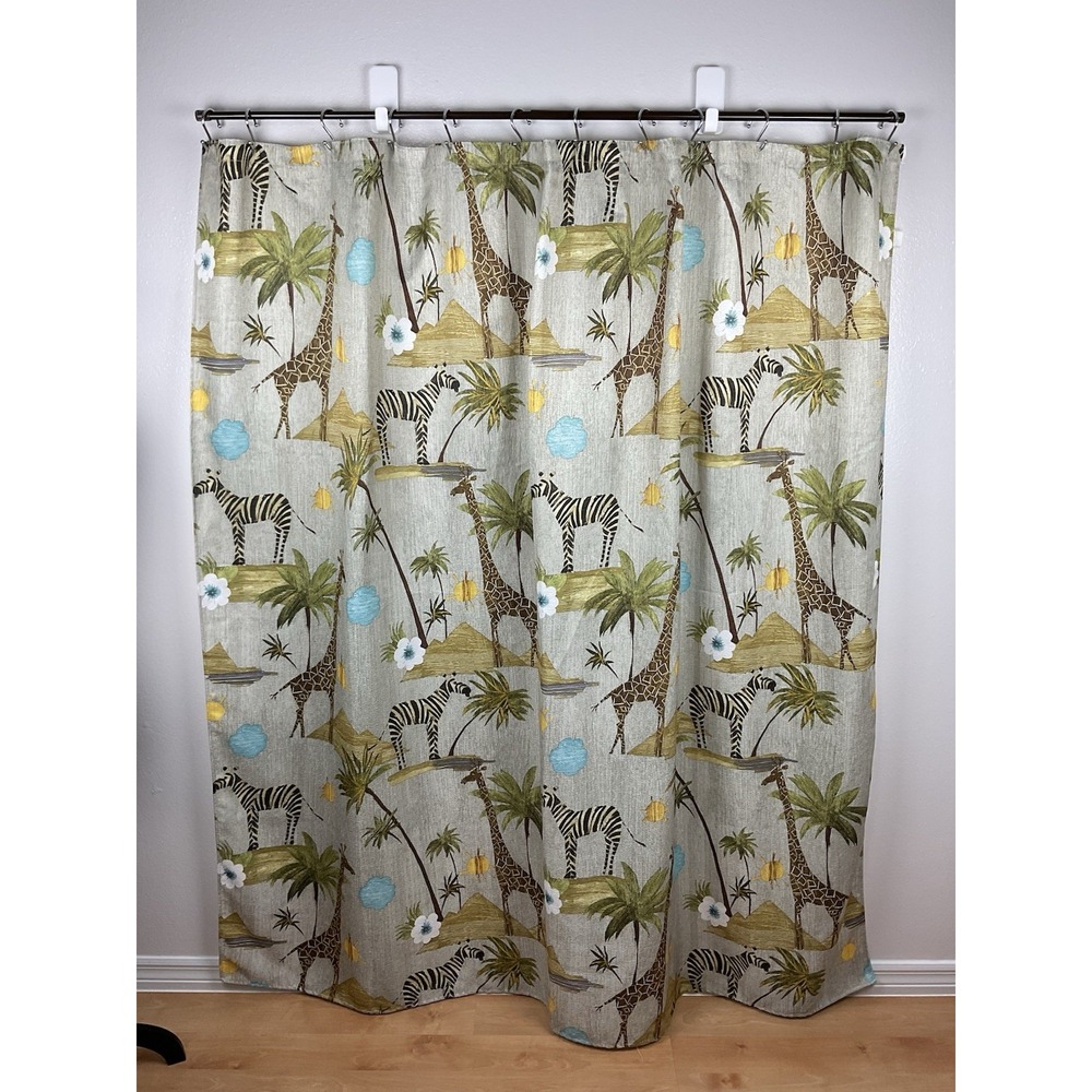 Vintage Safari Themed Polyester shower Curtain